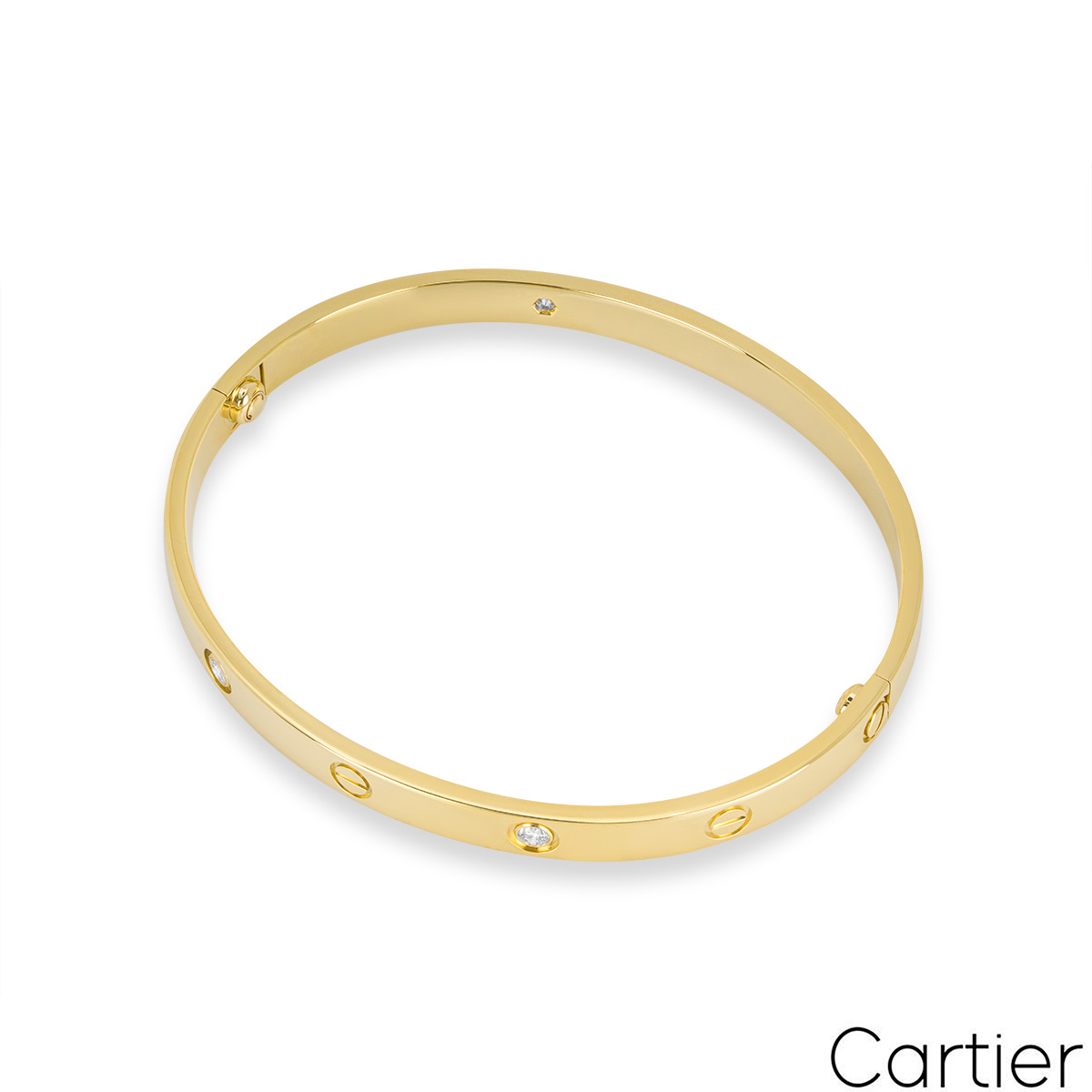 Cartier Yellow Gold Half Diamond Love Bracelet Size 20 B6035920